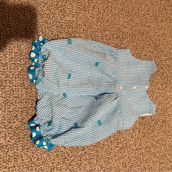 Blue Gingham Kids Romper - Picture 3 of 3